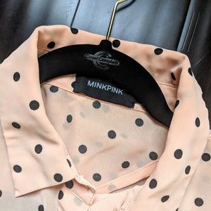 Nude polkadot blouse with cut-out in the back